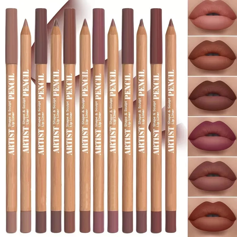 6-Pc Velvet Matte Lip Liner Set - Nude, Berry & Pink Shades