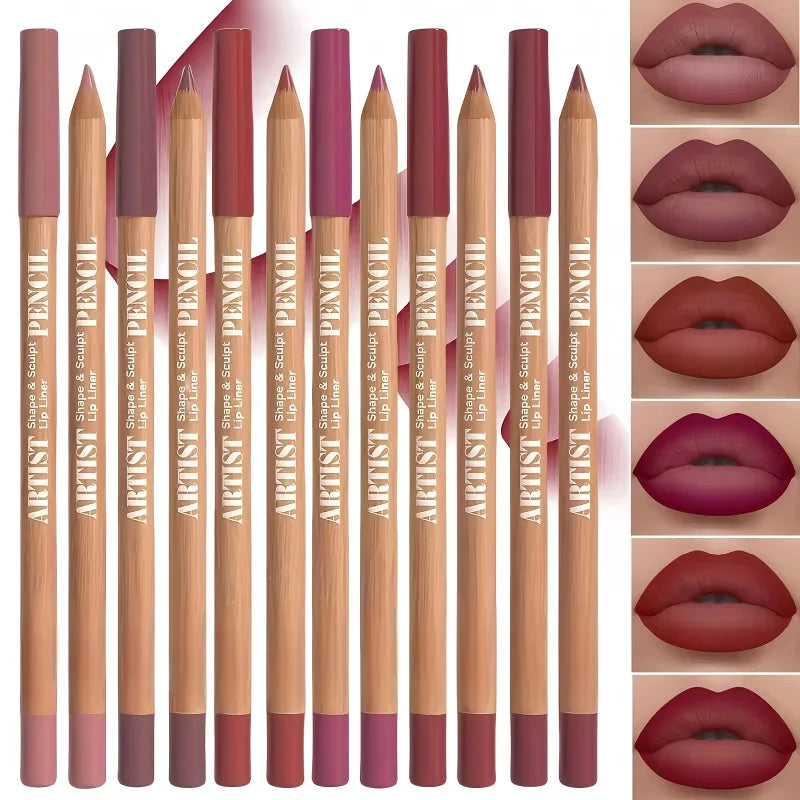 6-Pc Velvet Matte Lip Liner Set - Nude, Berry & Pink Shades