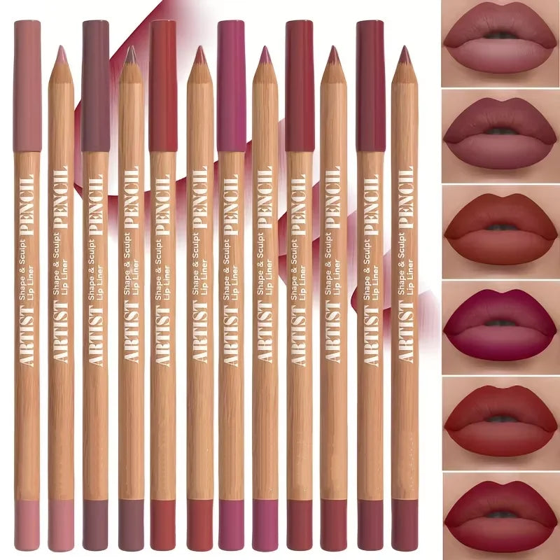 6-Pc Velvet Matte Lip Liner Set - Nude, Berry & Pink Shades