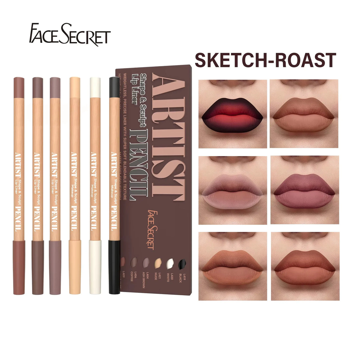 6-Pc Velvet Matte Lip Liner Set - Nude, Berry & Pink Shades