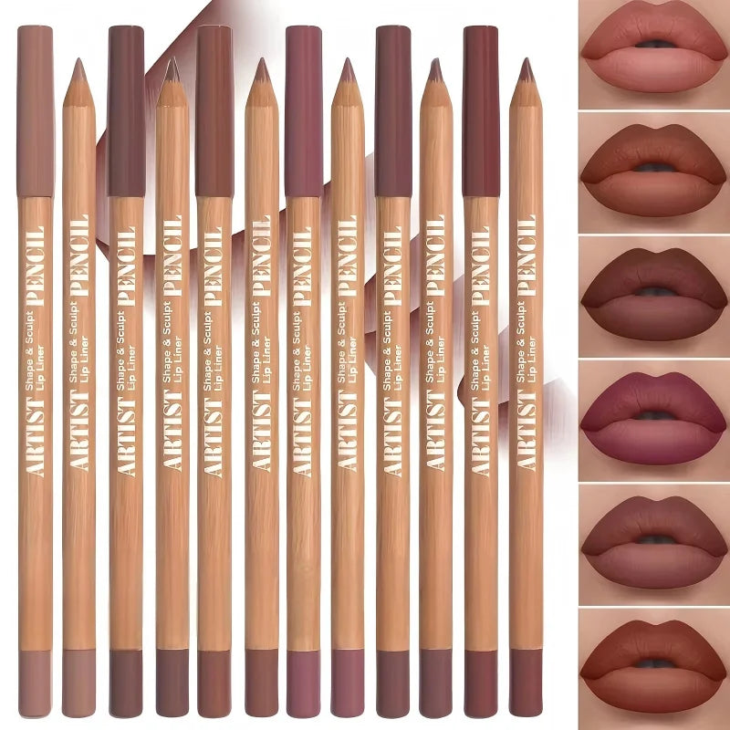6-Pc Velvet Matte Lip Liner Set - Nude, Berry & Pink Shades